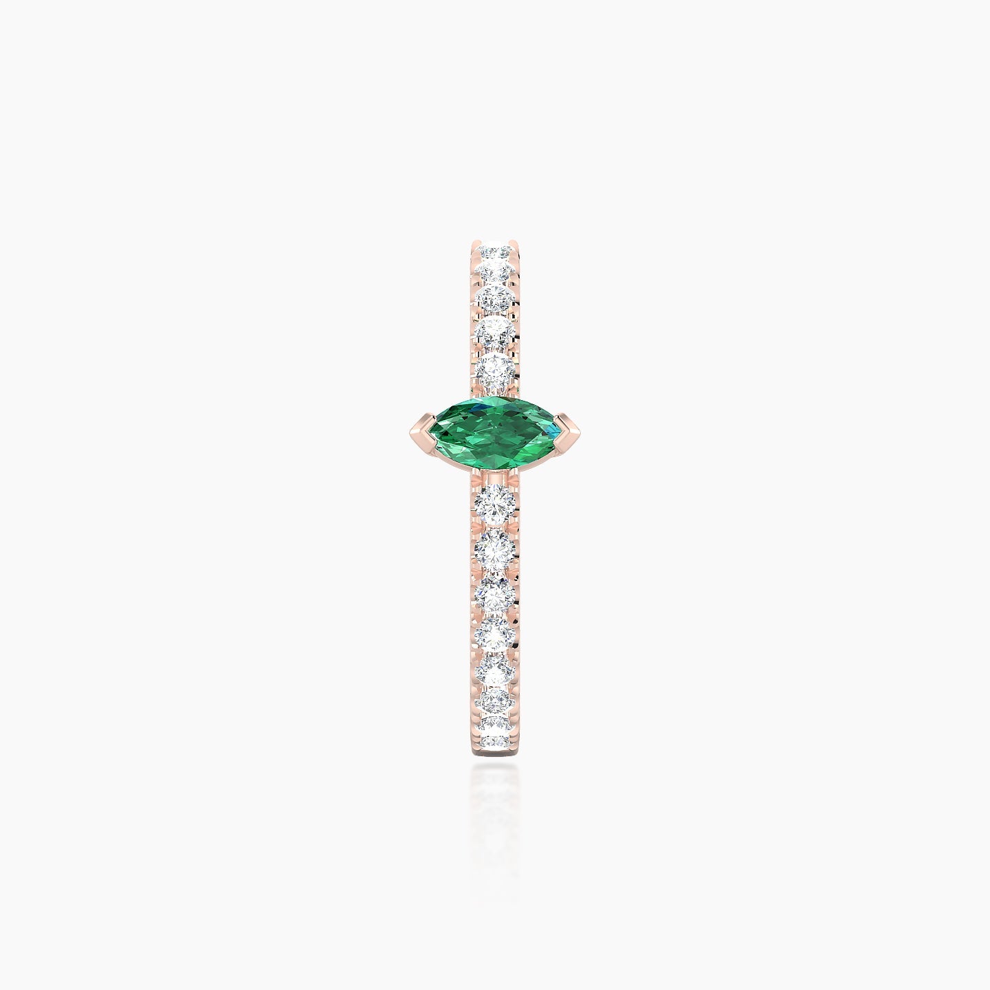 Rhea | 18k Rose Gold 11 mm Emerald & Diamond Hoop Piercing