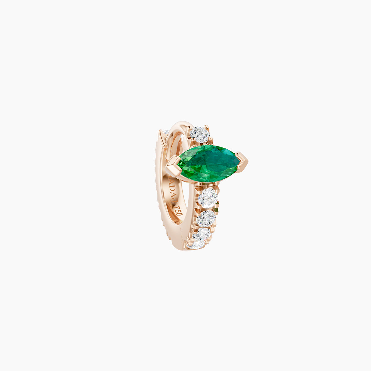 Rhea | 18k Rose Gold 5 mm Emerald & Diamond Hoop Piercing