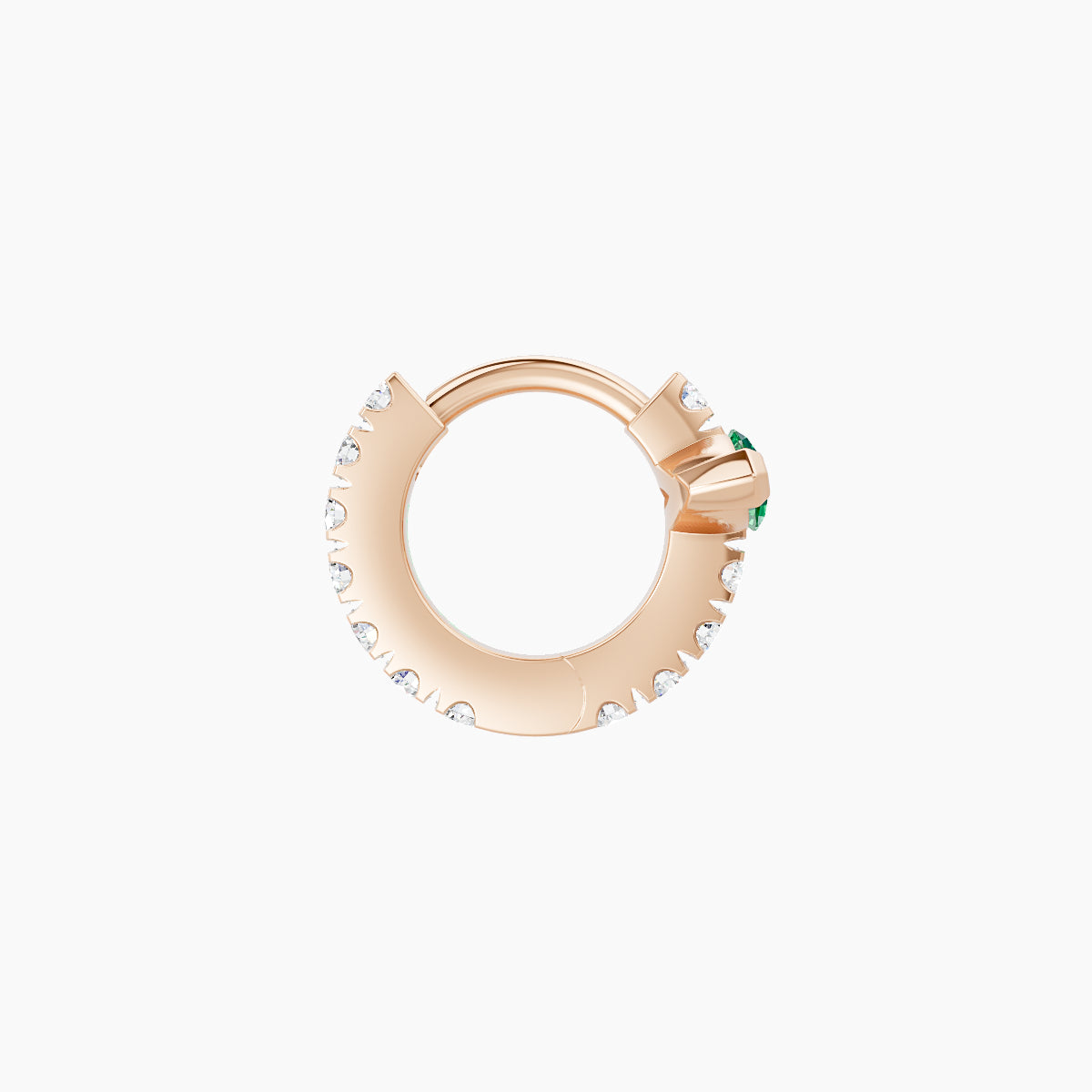 Rhea | 18k Rose Gold 5 mm Emerald & Diamond Hoop Piercing