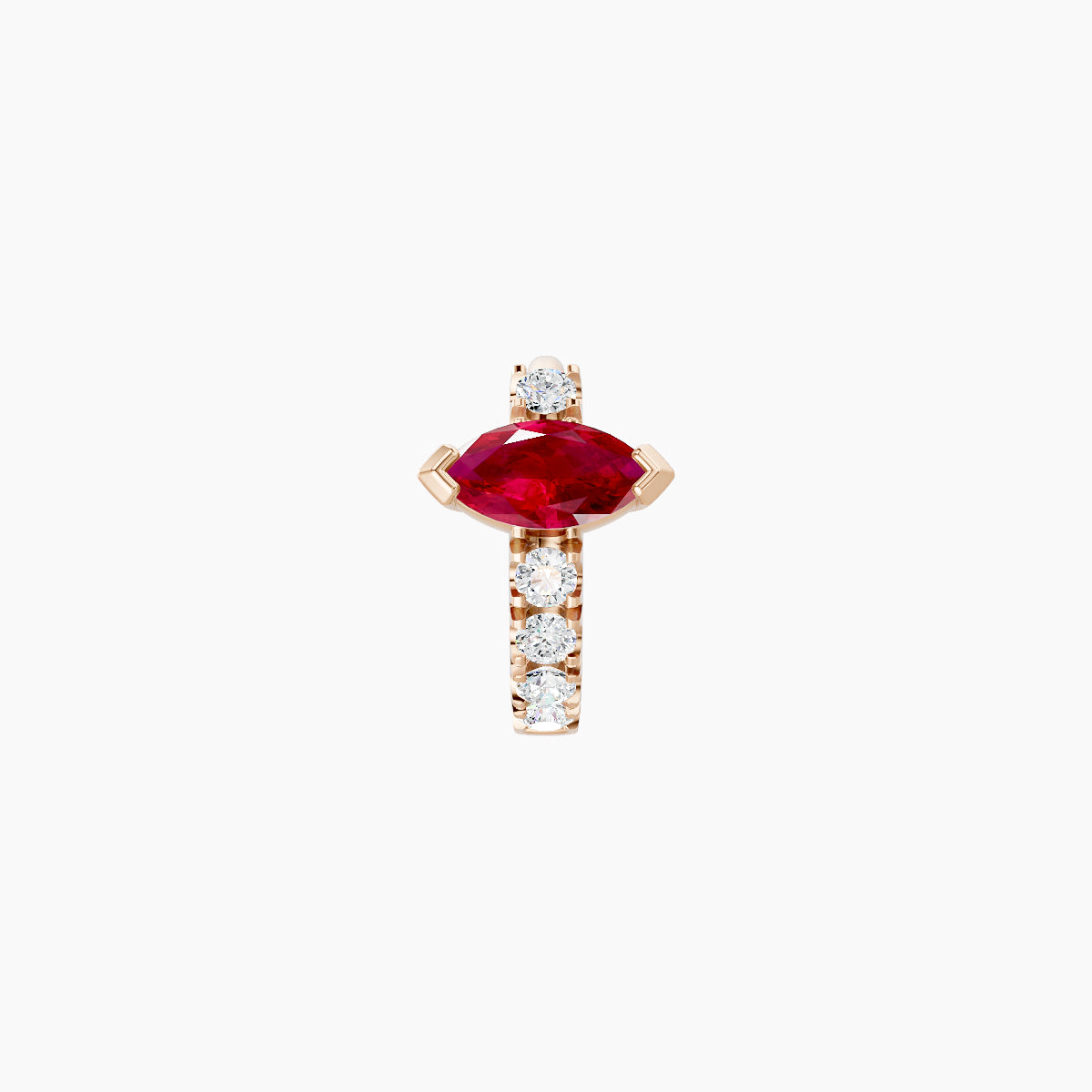 Rhea | 18k Rose Gold 5 mm Ruby & Diamond Hoop Piercing