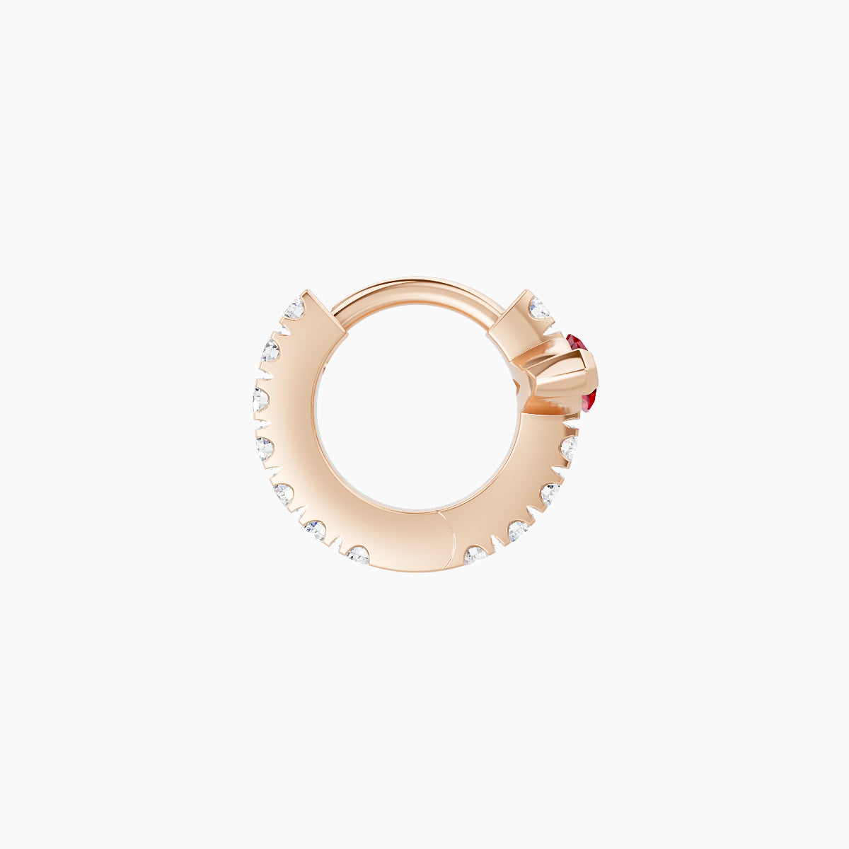 Rhea | 18k Rose Gold 5 mm Ruby & Diamond Hoop Piercing
