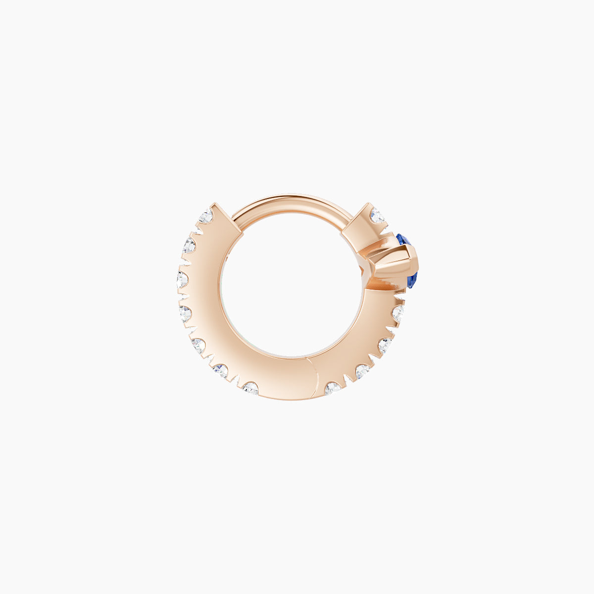 Rhea | 18k Rose Gold 5 mm Sapphire & Diamond Hoop Piercing