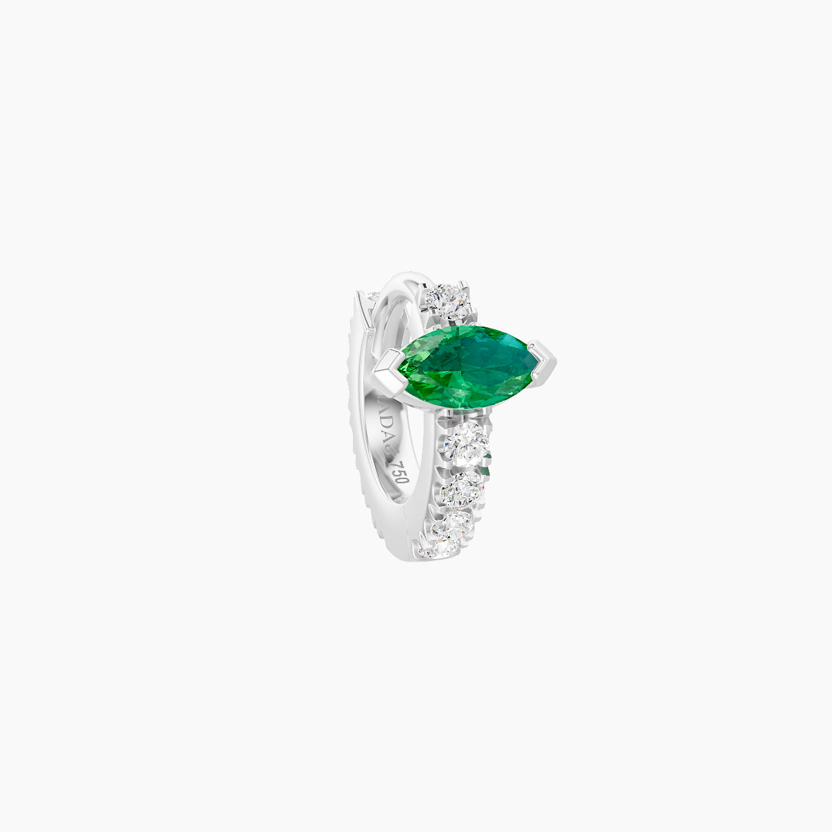Rhea | 18k White Gold 5 mm Emerald & Diamond Hoop Piercing