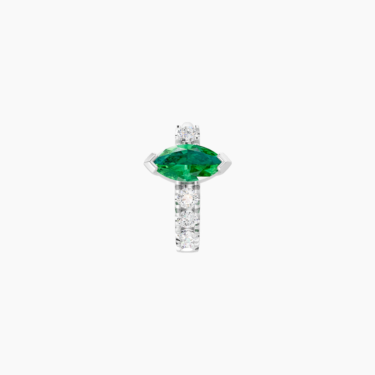 Rhea | 18k White Gold 5 mm Emerald & Diamond Hoop Piercing