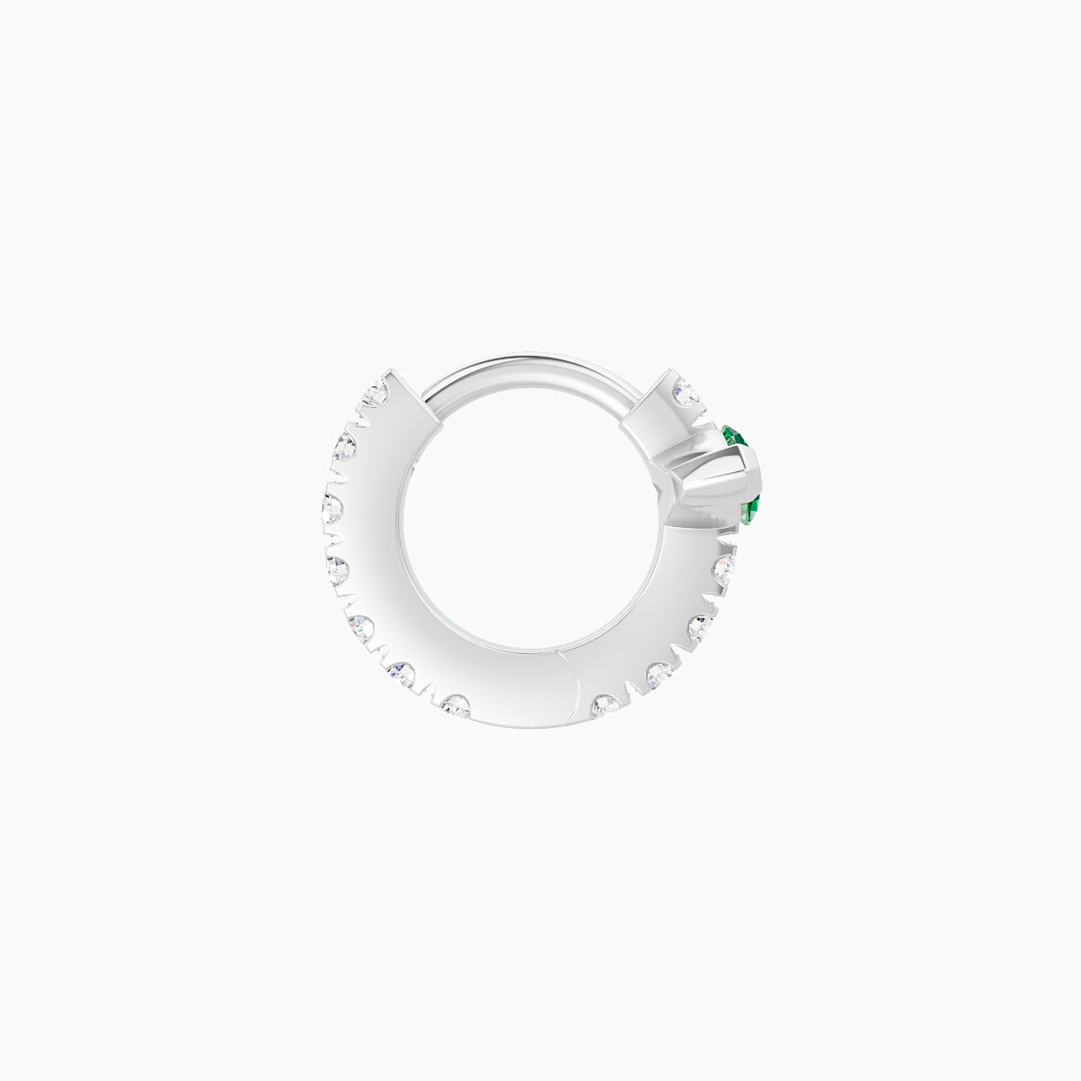 Rhea | 18k White Gold 5 mm Emerald & Diamond Hoop Piercing