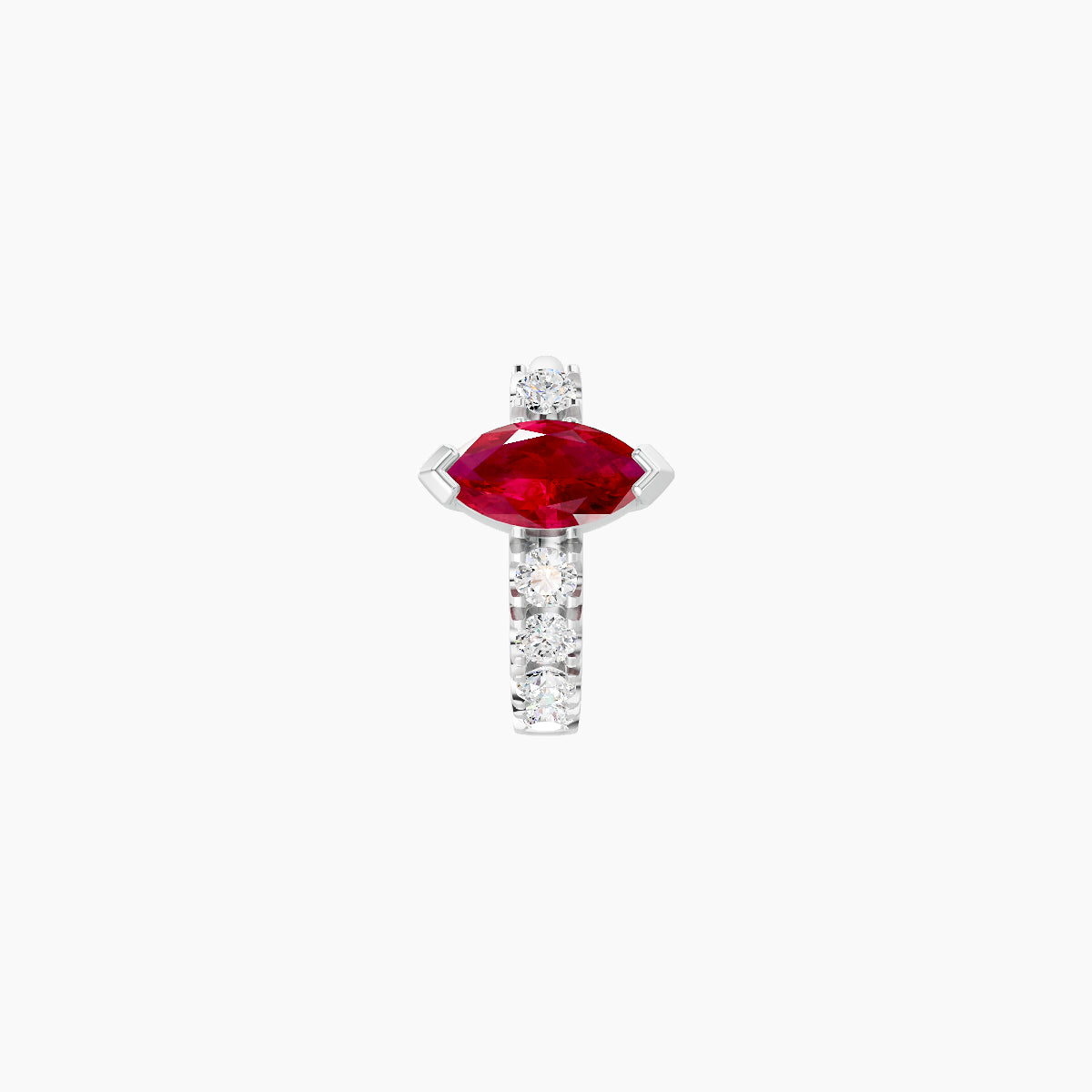 Rhea | 18k White Gold 5 mm Ruby & Diamond Hoop Piercing