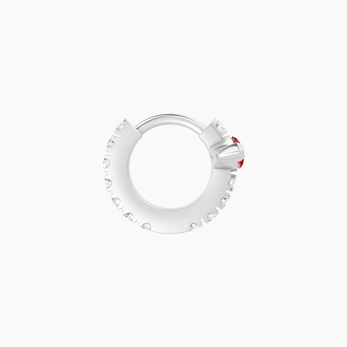 Rhea | 18k White Gold 5 mm Ruby & Diamond Hoop Piercing