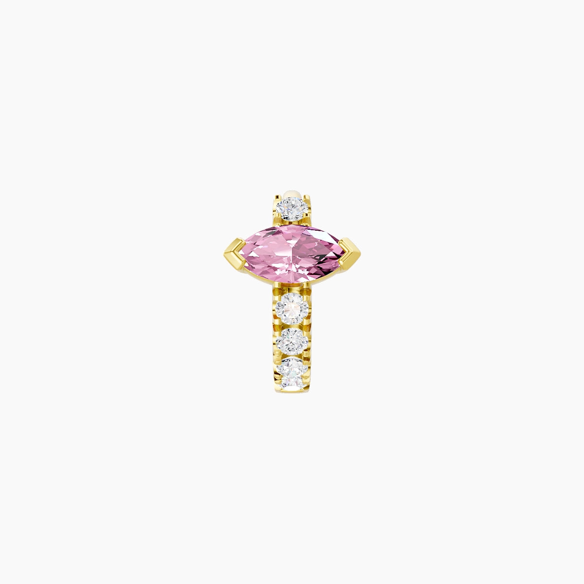 Rhea | 18k Yellow Gold 5 mm Pink Sapphire & Diamond Hoop Piercing