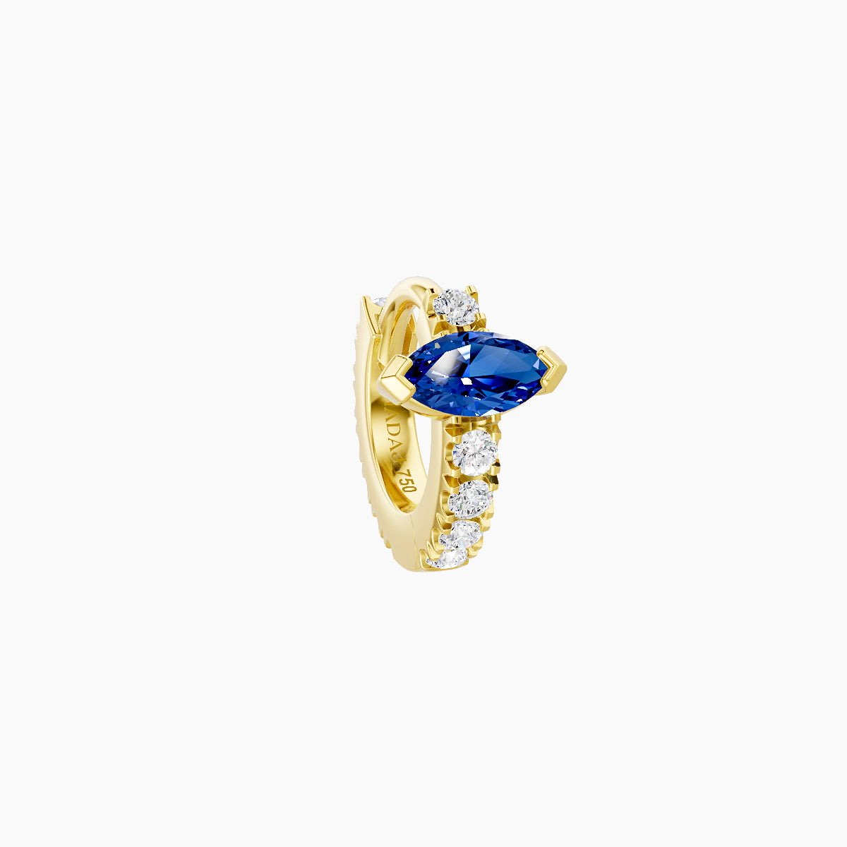 Rhea | 18k Yellow Gold 5 mm Sapphire & Diamond Hoop Piercing