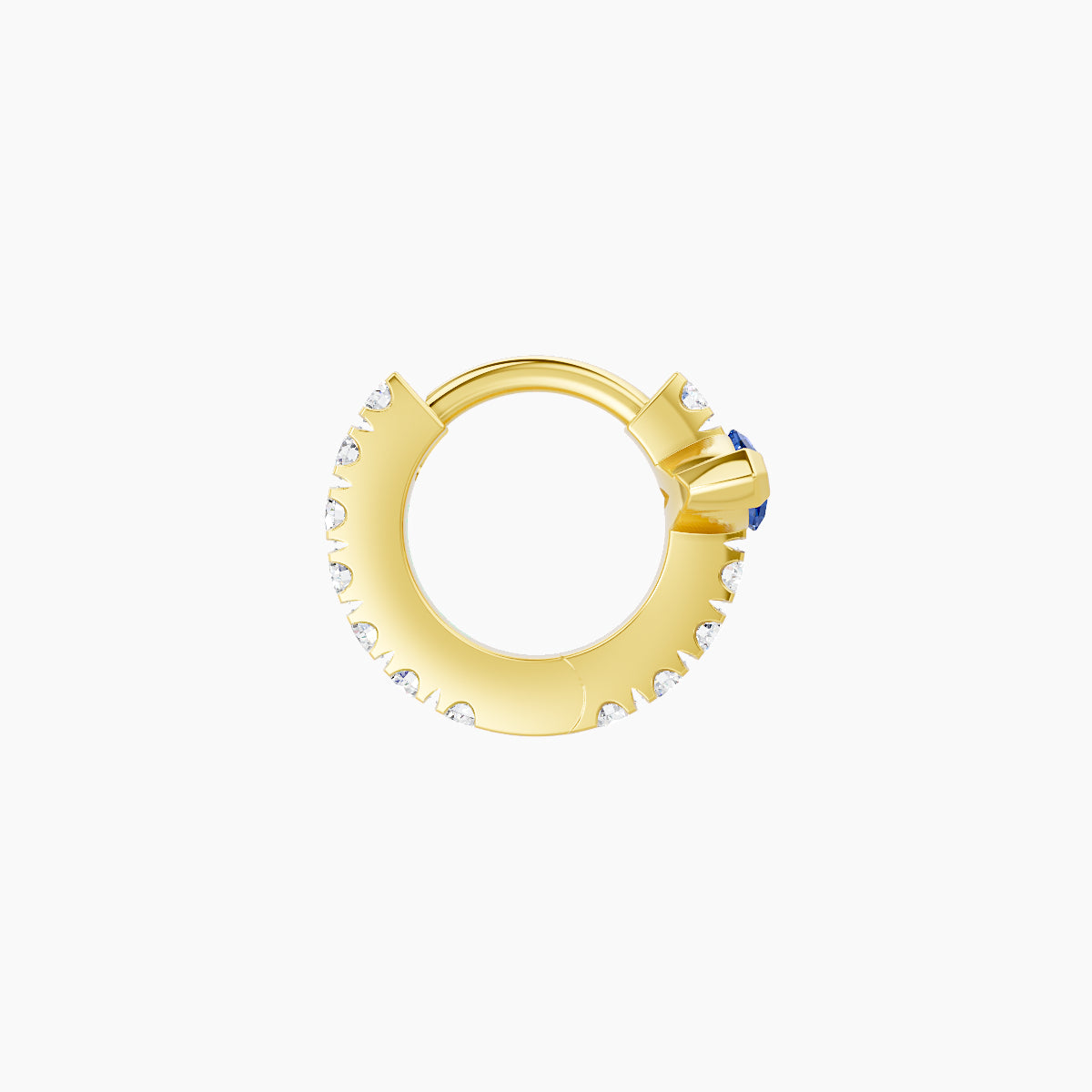 Rhea | 18k Yellow Gold 5 mm Sapphire & Diamond Hoop Piercing