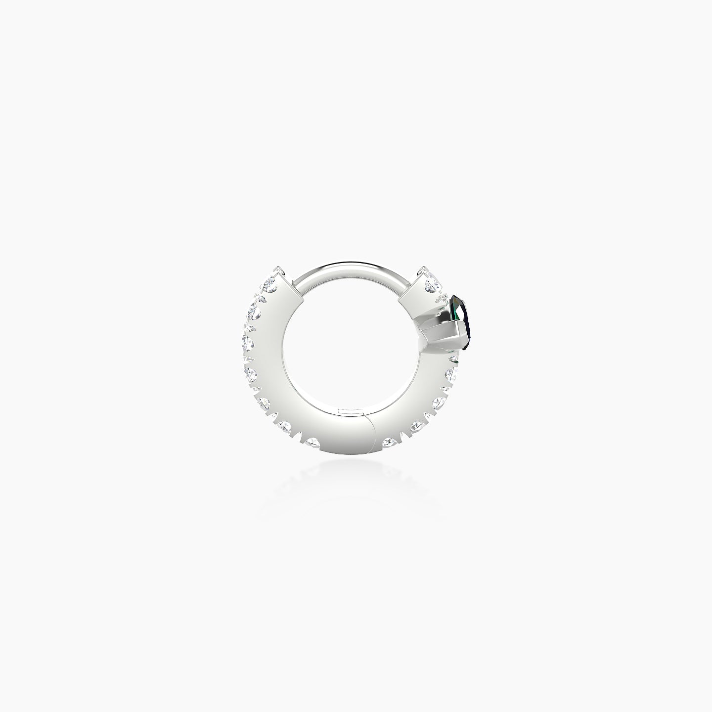 Rhea | 18k White Gold 5 mm Emerald & Diamond Hoop Piercing