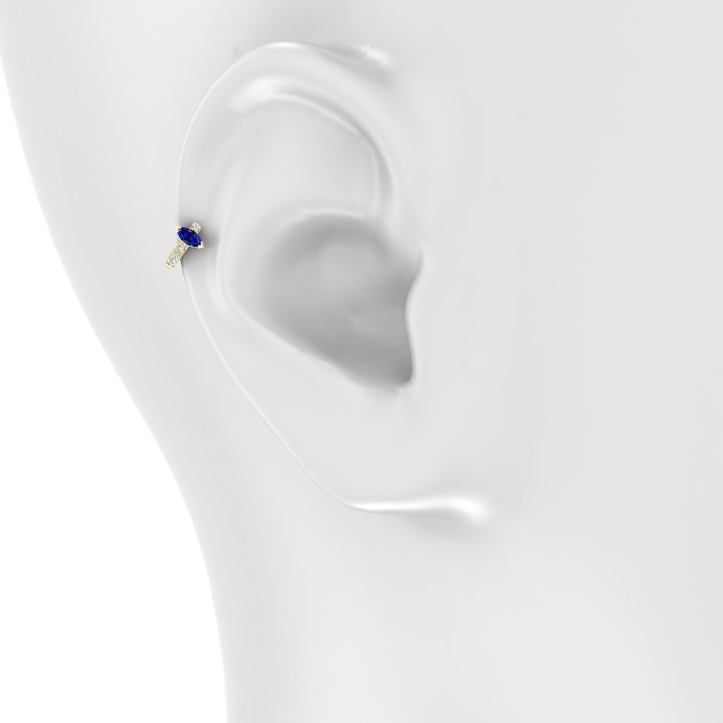 Rhea | 18k Yellow Gold 5 mm Sapphire & Diamond Hoop Piercing