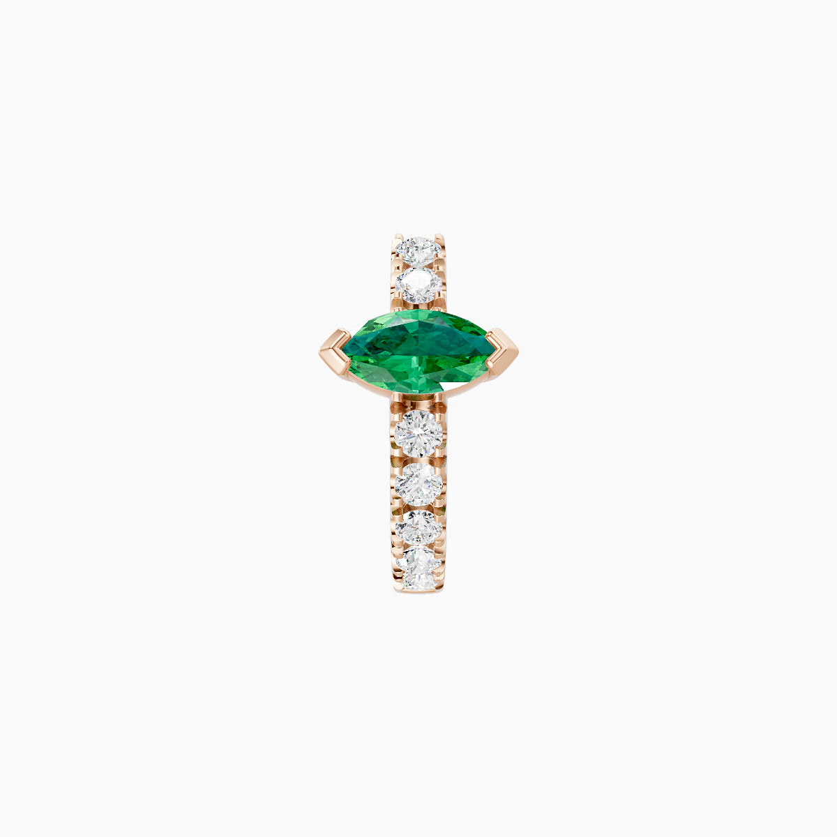 Rhea | 18k Rose Gold 6.5 mm Emerald & Diamond Hoop Piercing