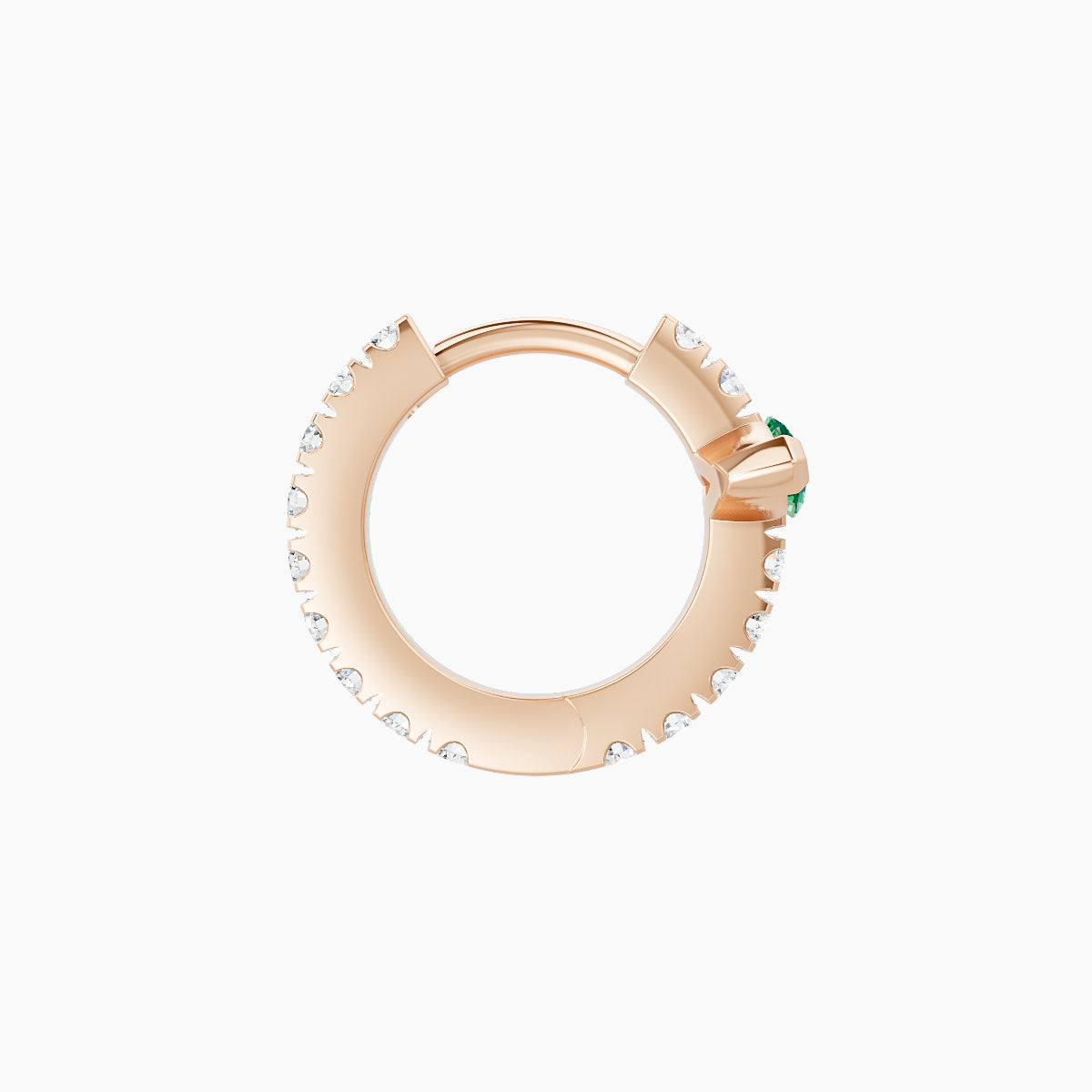 Rhea | 18k Rose Gold 6.5 mm Emerald & Diamond Hoop Piercing