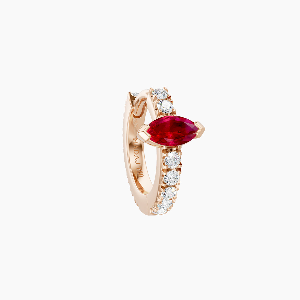 Rhea | 18k Rose Gold 6.5 mm Ruby & Diamond Hoop Piercing