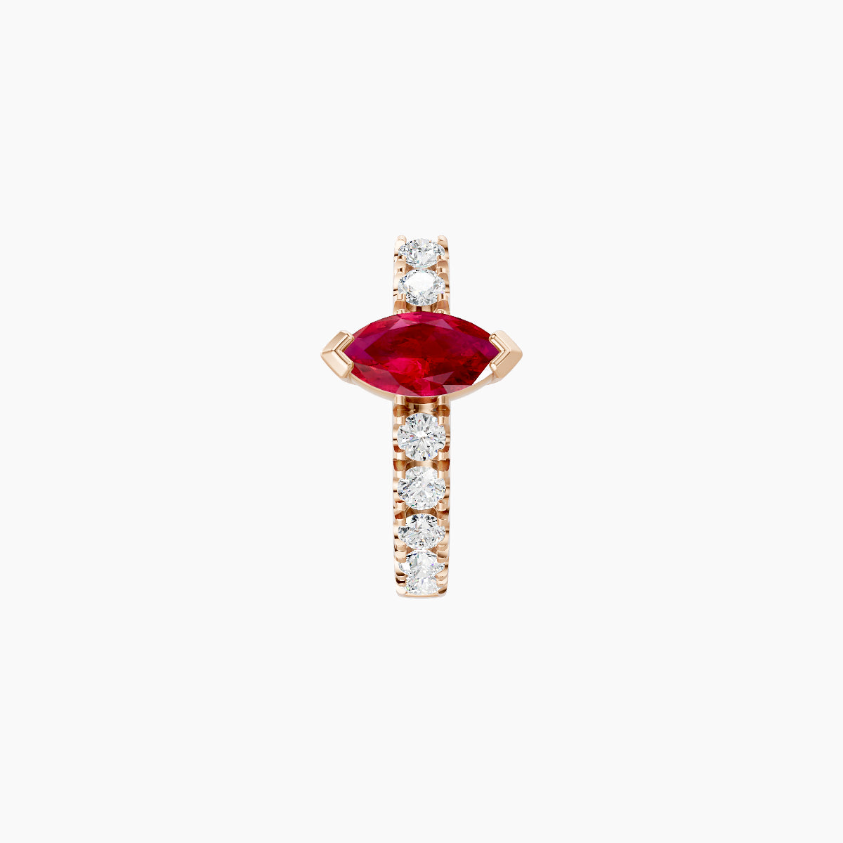 Rhea | 18k Rose Gold 6.5 mm Ruby & Diamond Hoop Piercing