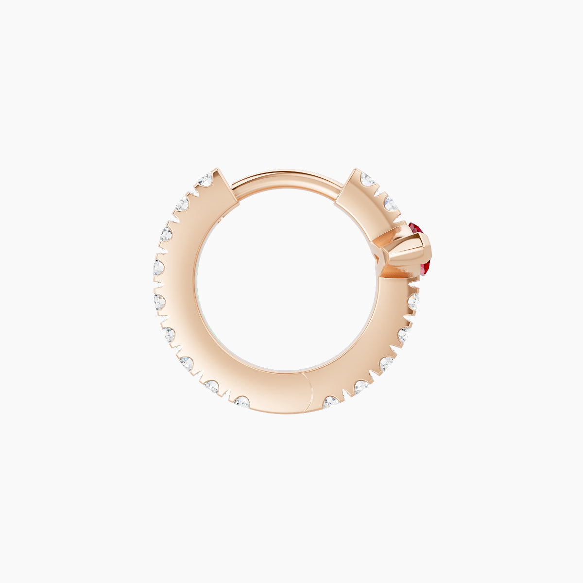 Rhea | 18k Rose Gold 6.5 mm Ruby & Diamond Hoop Piercing
