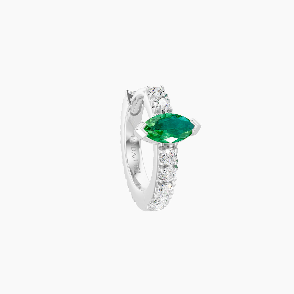 Rhea | 18k White Gold 6.5 mm Emerald & Diamond Hoop Piercing