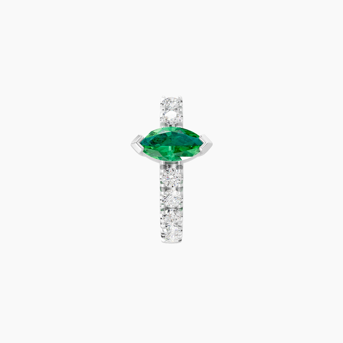 Rhea | 18k White Gold 6.5 mm Emerald & Diamond Hoop Piercing