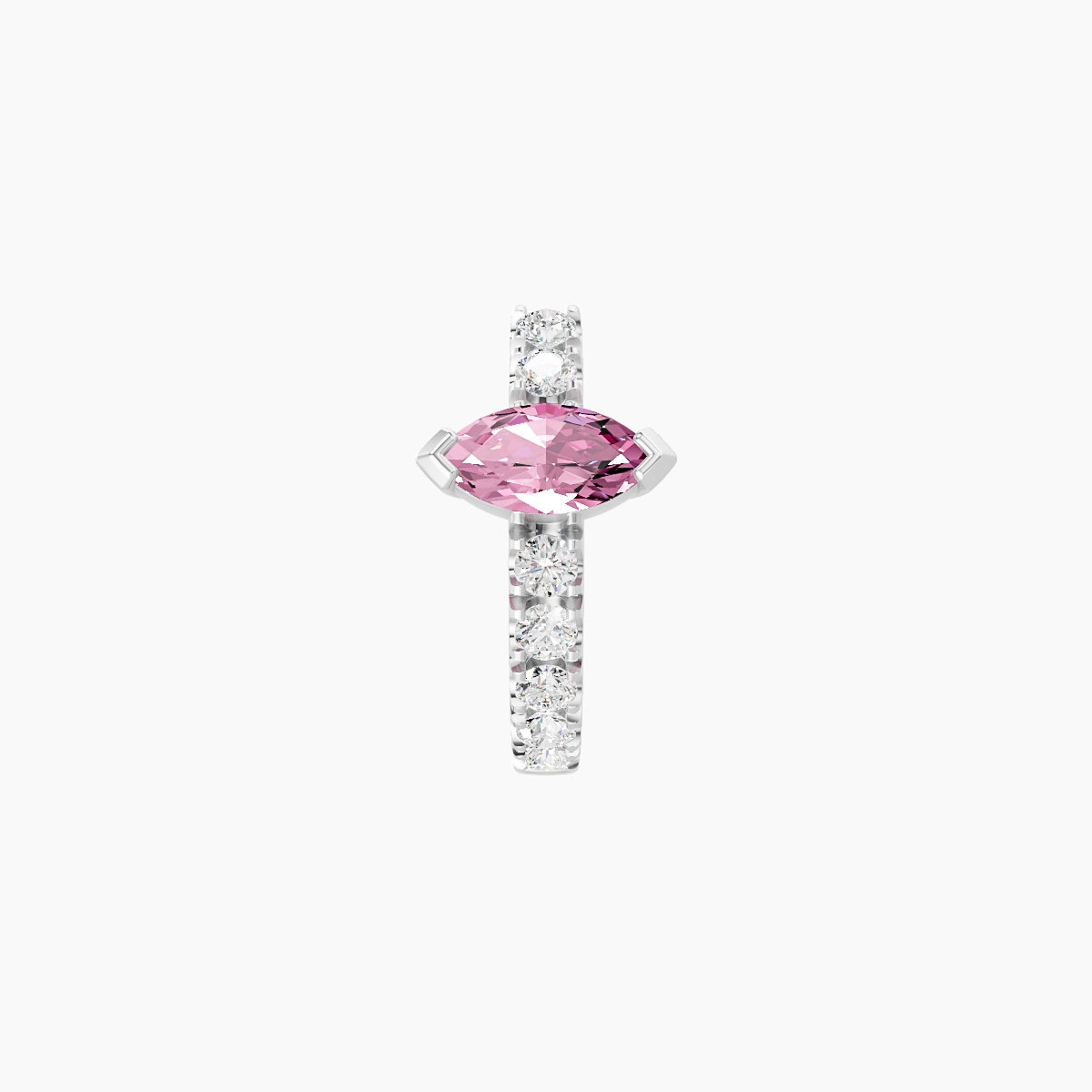Rhea | 18k White Gold 6.5 mm Pink Sapphire & Diamond Hoop Piercing