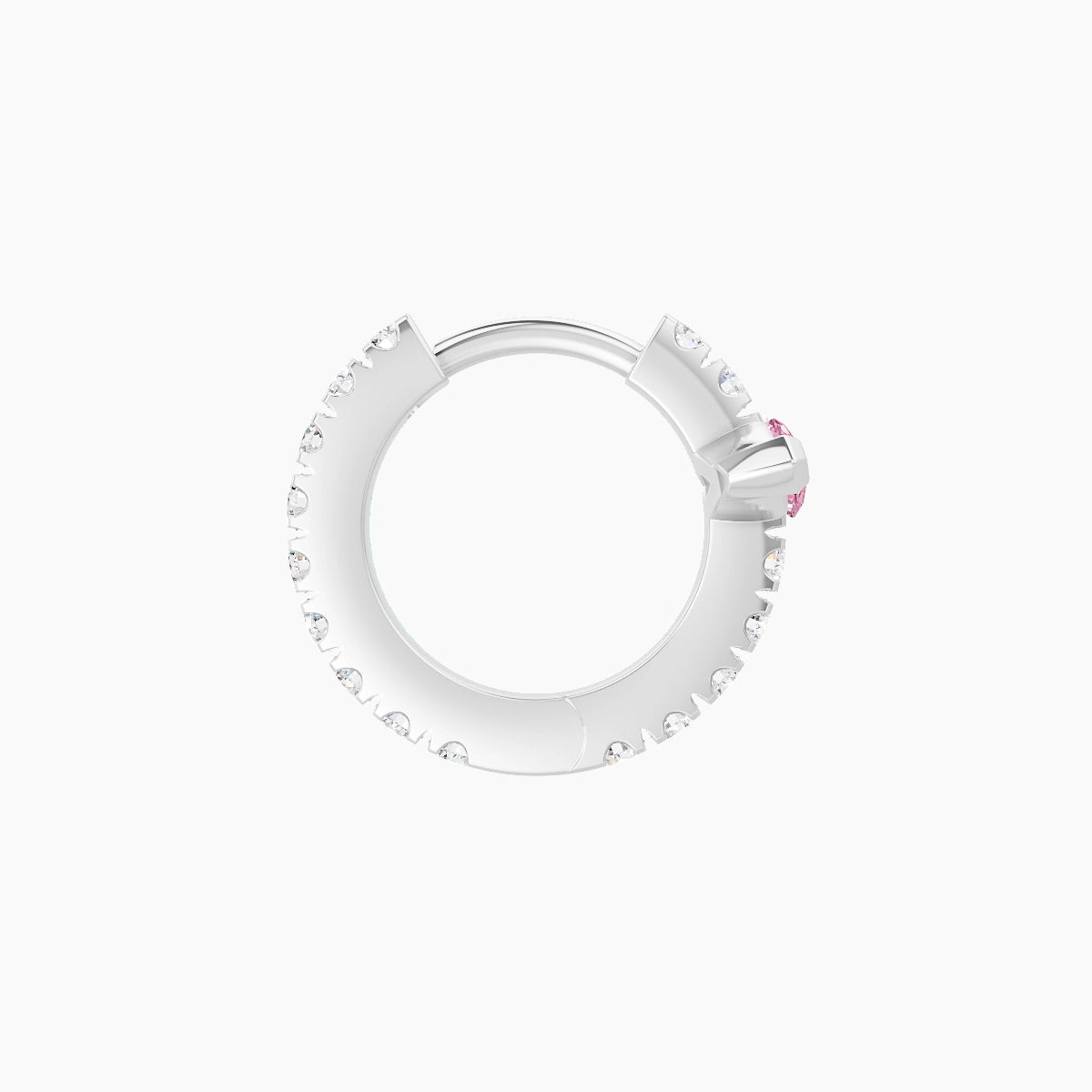 Rhea | 18k White Gold 6.5 mm Pink Sapphire & Diamond Hoop Piercing