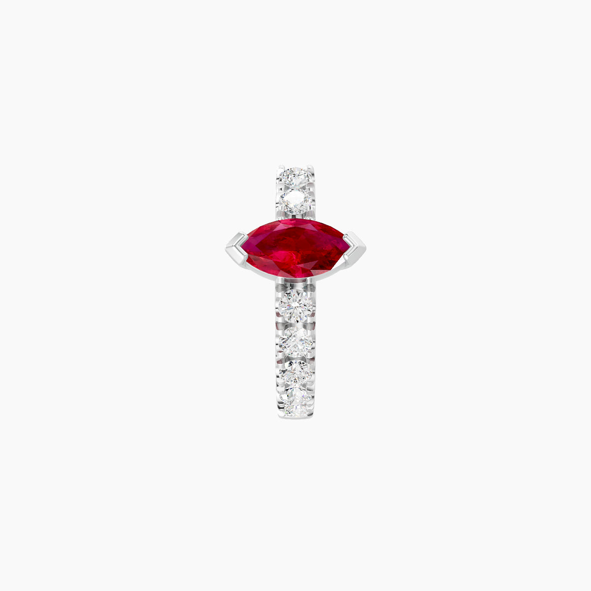 Rhea | 18k White Gold 6.5 mm Ruby & Diamond Hoop Piercing