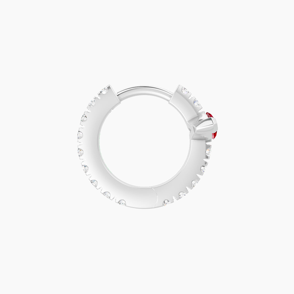 Rhea | 18k White Gold 6.5 mm Ruby & Diamond Hoop Piercing