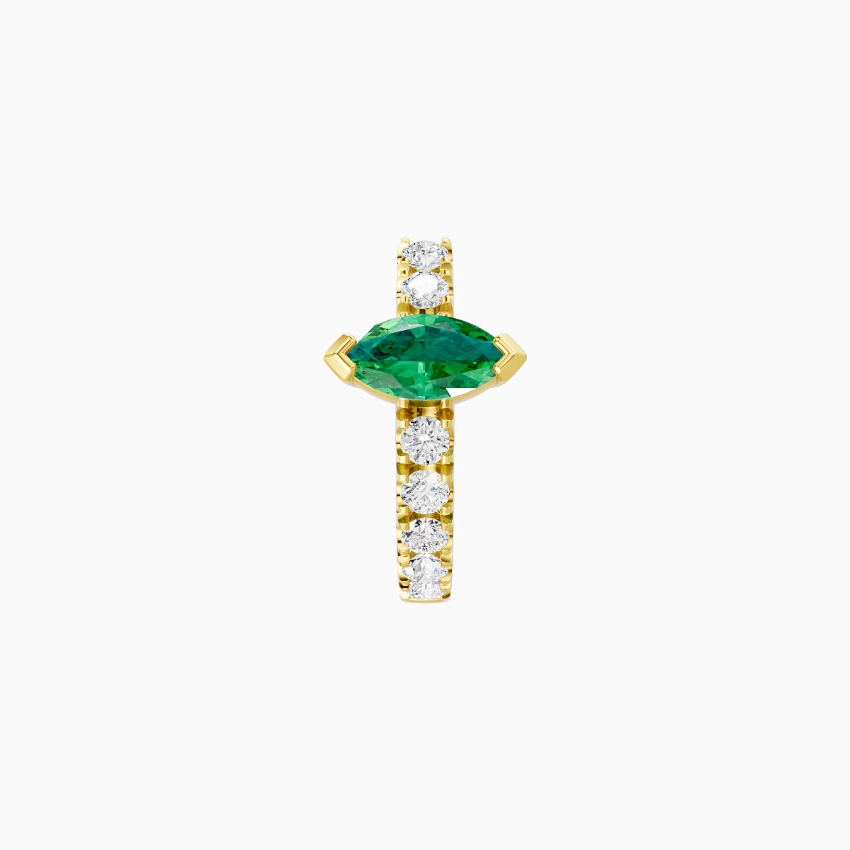 Rhea | 18k Yellow Gold 6.5 mm Emerald & Diamond Hoop Piercing