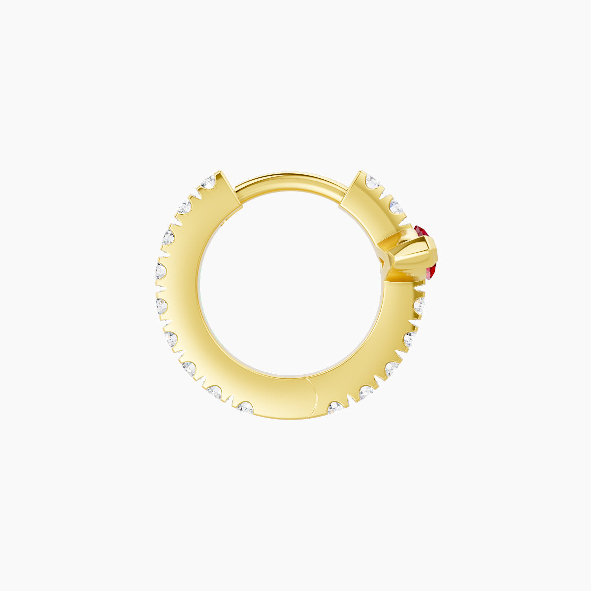 Rhea | 18k Yellow Gold 6.5 mm Ruby & Diamond Hoop Piercing