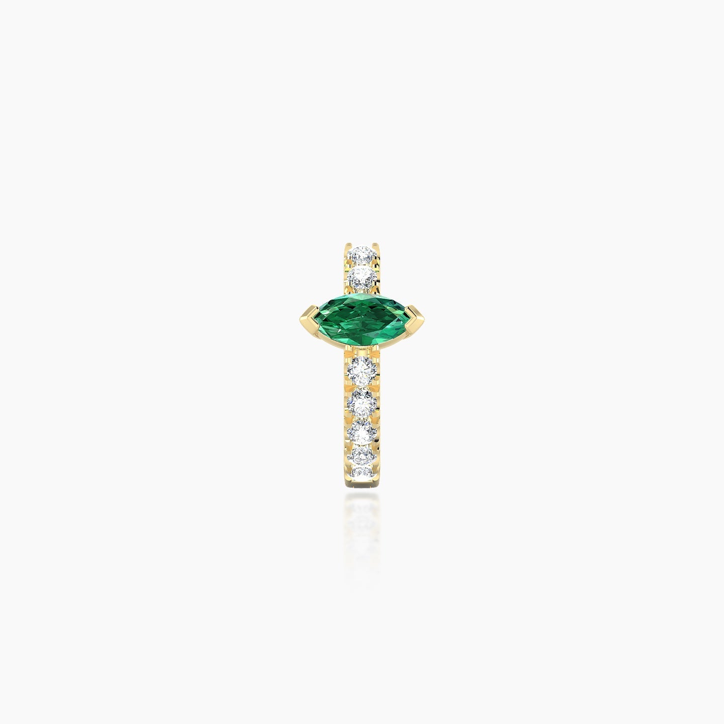 Rhea | 18k Yellow Gold 6.5 mm Emerald & Diamond Hoop Piercing