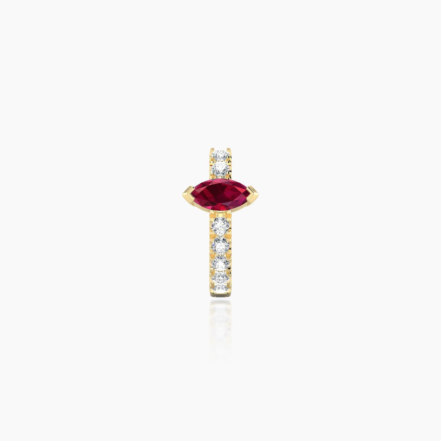 Rhea | 18k Yellow Gold 6.5 mm Ruby & Diamond Hoop Piercing