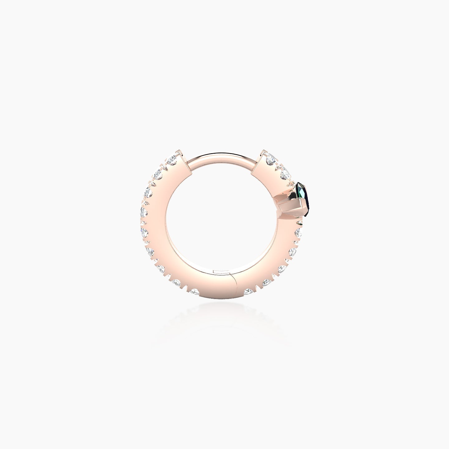 Rhea | 18k Rose Gold 6.5 mm Emerald & Diamond Hoop Piercing