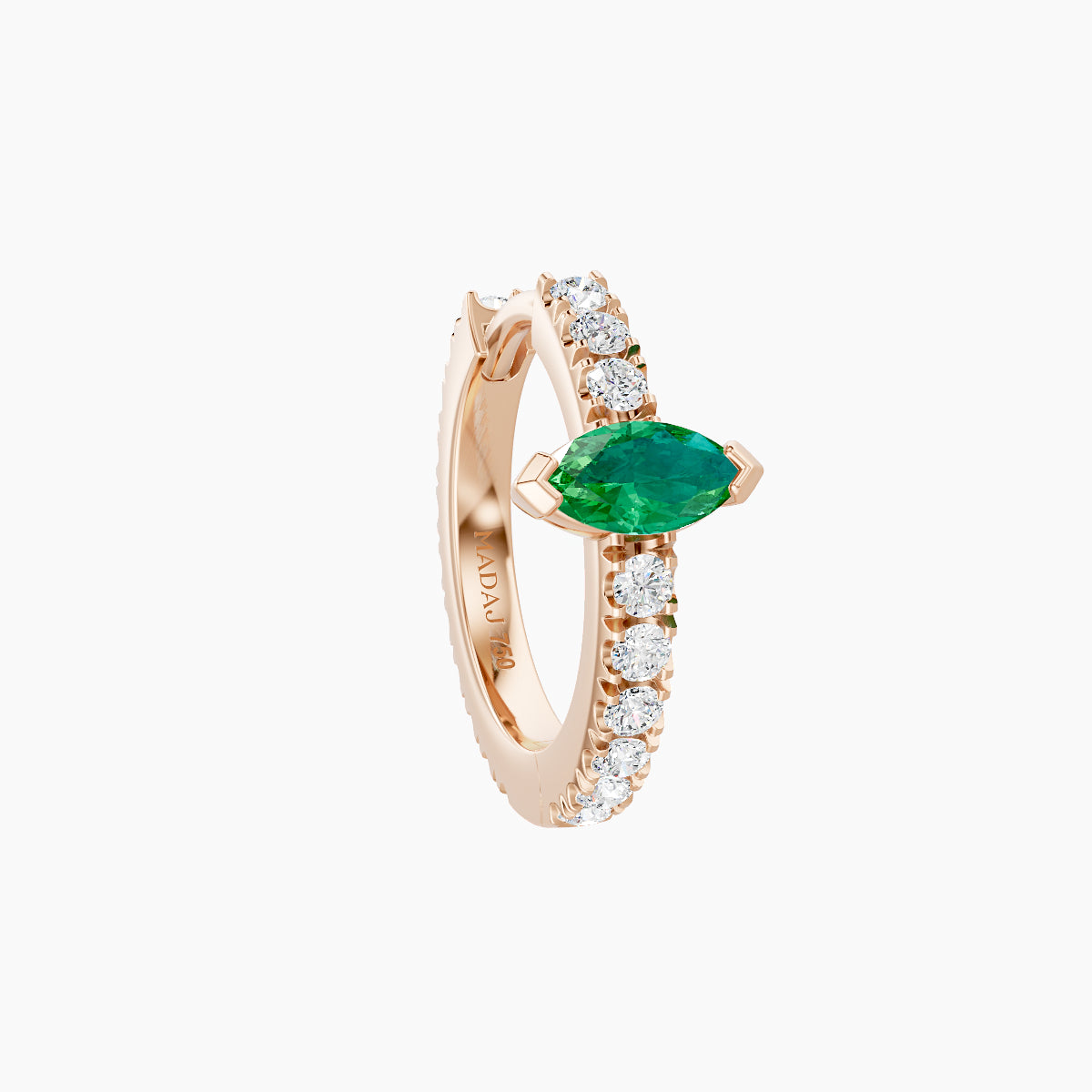 Rhea | 18k Rose Gold 8 mm Emerald & Diamond Hoop Piercing