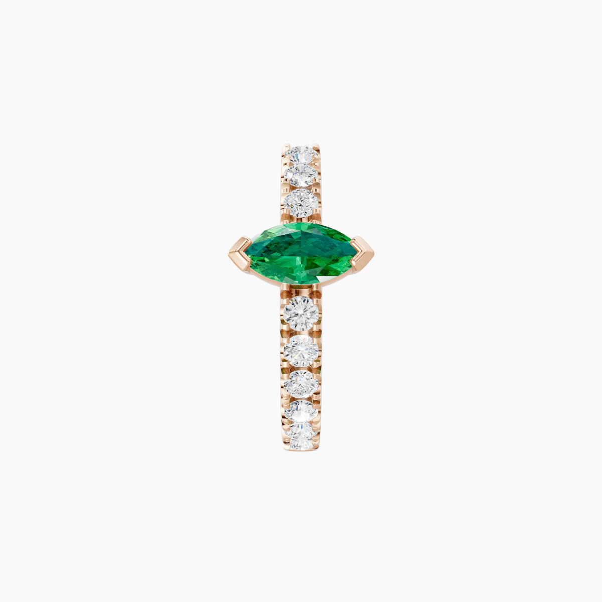 Rhea | 18k Rose Gold 8 mm Emerald & Diamond Hoop Piercing