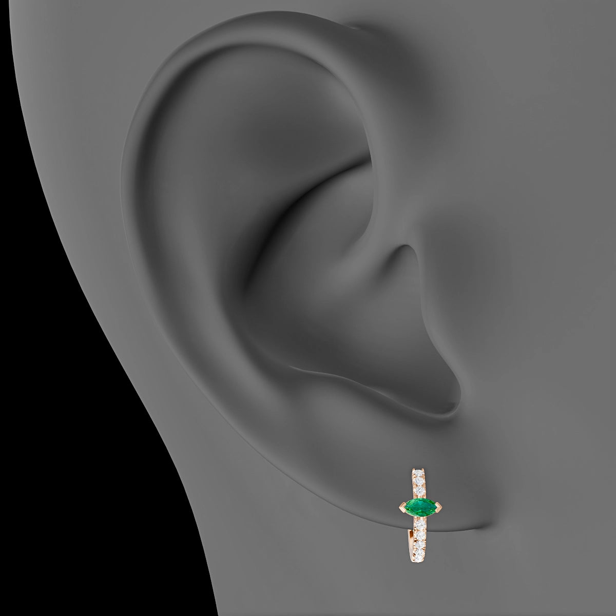 Rhea | 18k Rose Gold 8 mm Emerald & Diamond Hoop Piercing