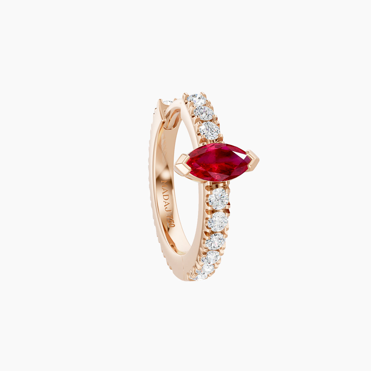 Rhea | 18k Rose Gold 8 mm Ruby & Diamond Hoop Piercing