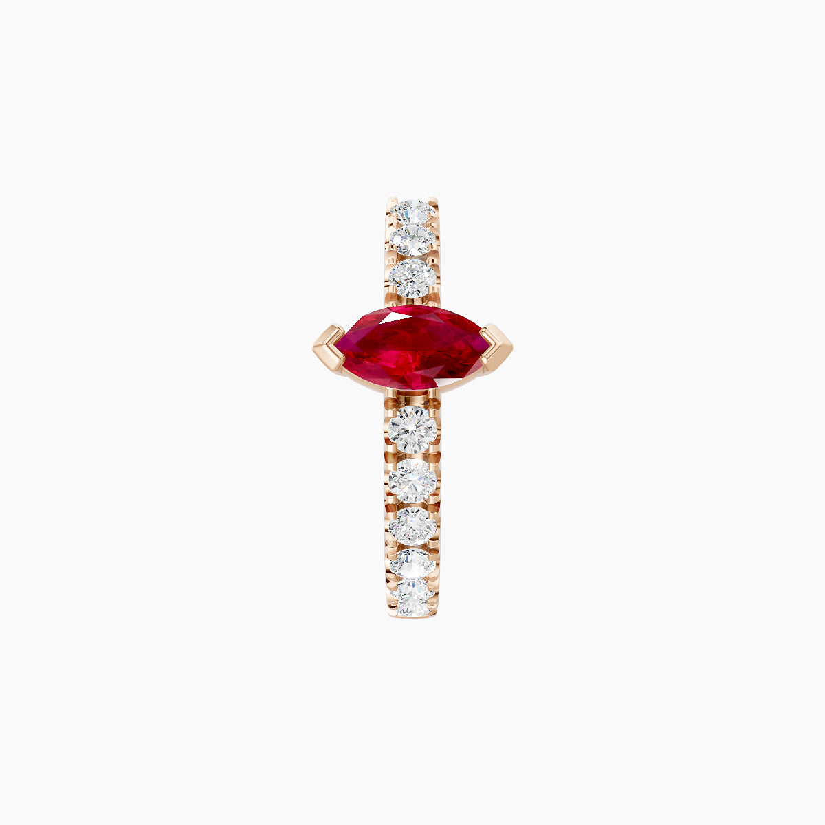 Rhea | 18k Rose Gold 8 mm Ruby & Diamond Hoop Piercing