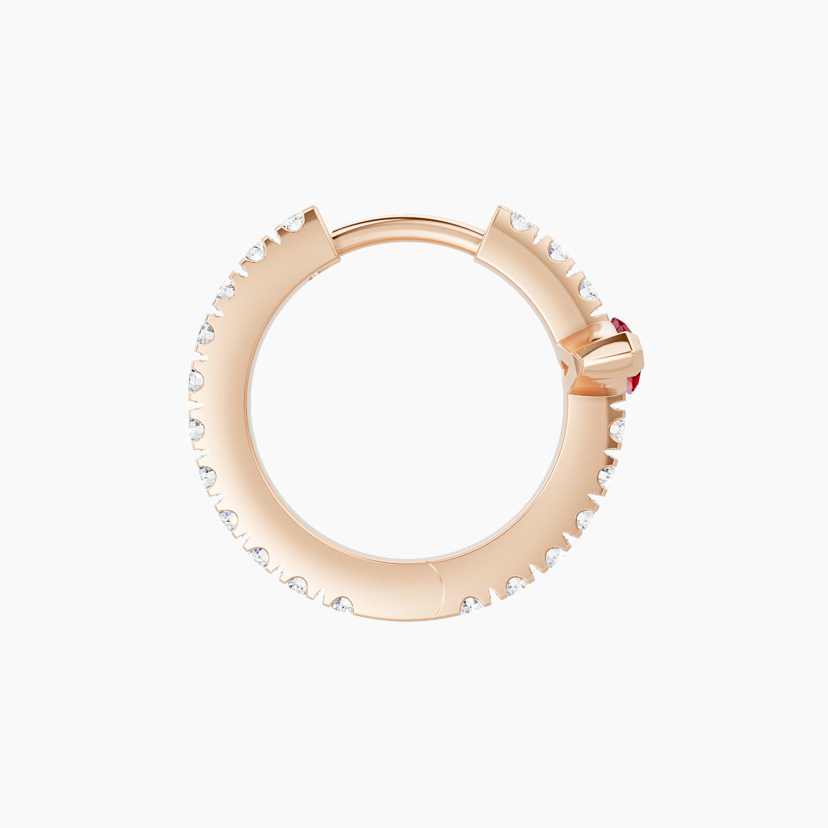Rhea | 18k Rose Gold 8 mm Ruby & Diamond Hoop Piercing