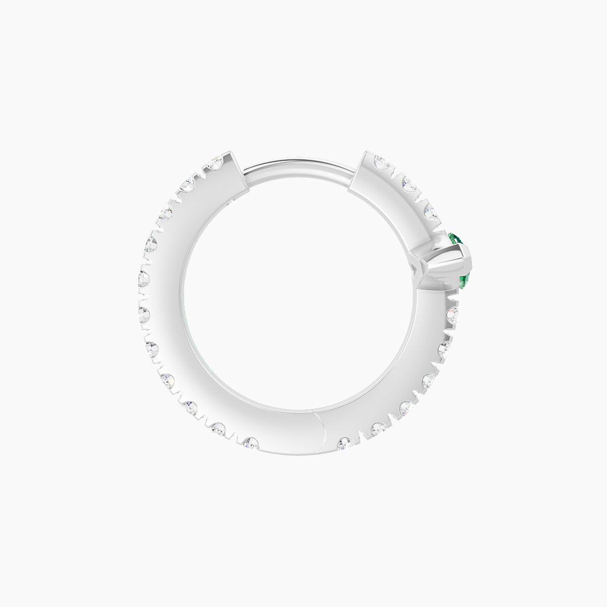 Rhea | 18k White Gold 8 mm Emerald & Diamond Hoop Piercing