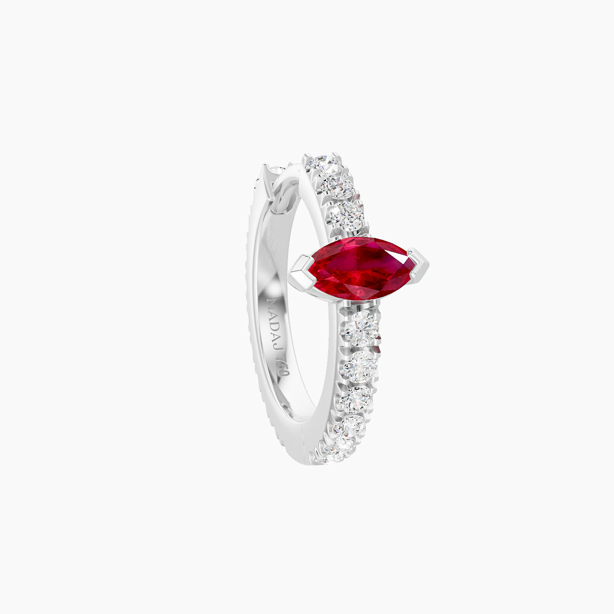 Rhea | 18k White Gold 8 mm Ruby & Diamond Hoop Piercing