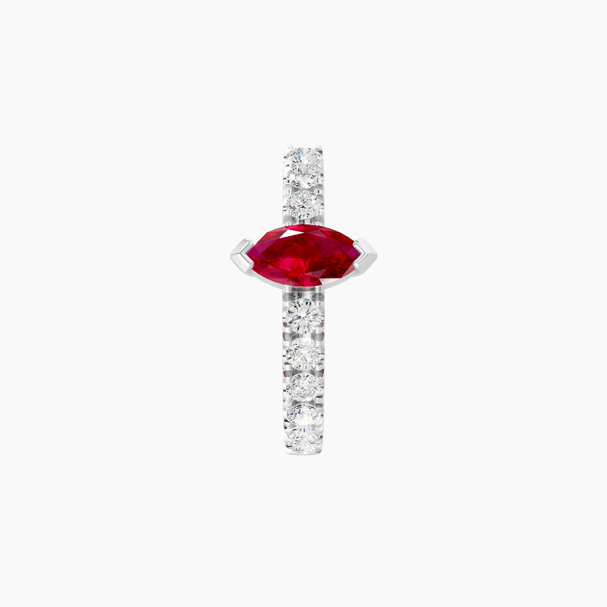 Rhea | 18k White Gold 8 mm Ruby & Diamond Hoop Piercing