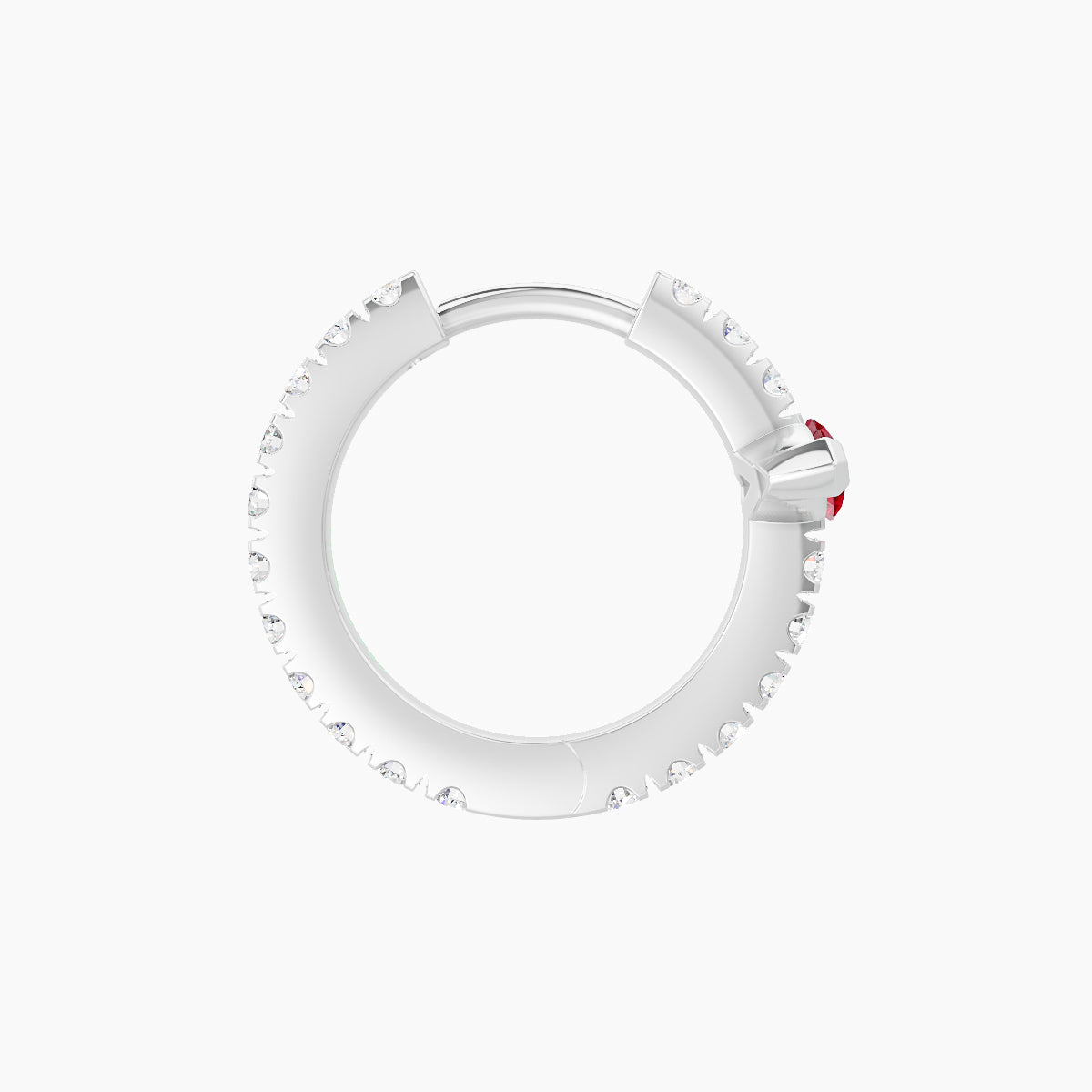 Rhea | 18k White Gold 8 mm Ruby & Diamond Hoop Piercing