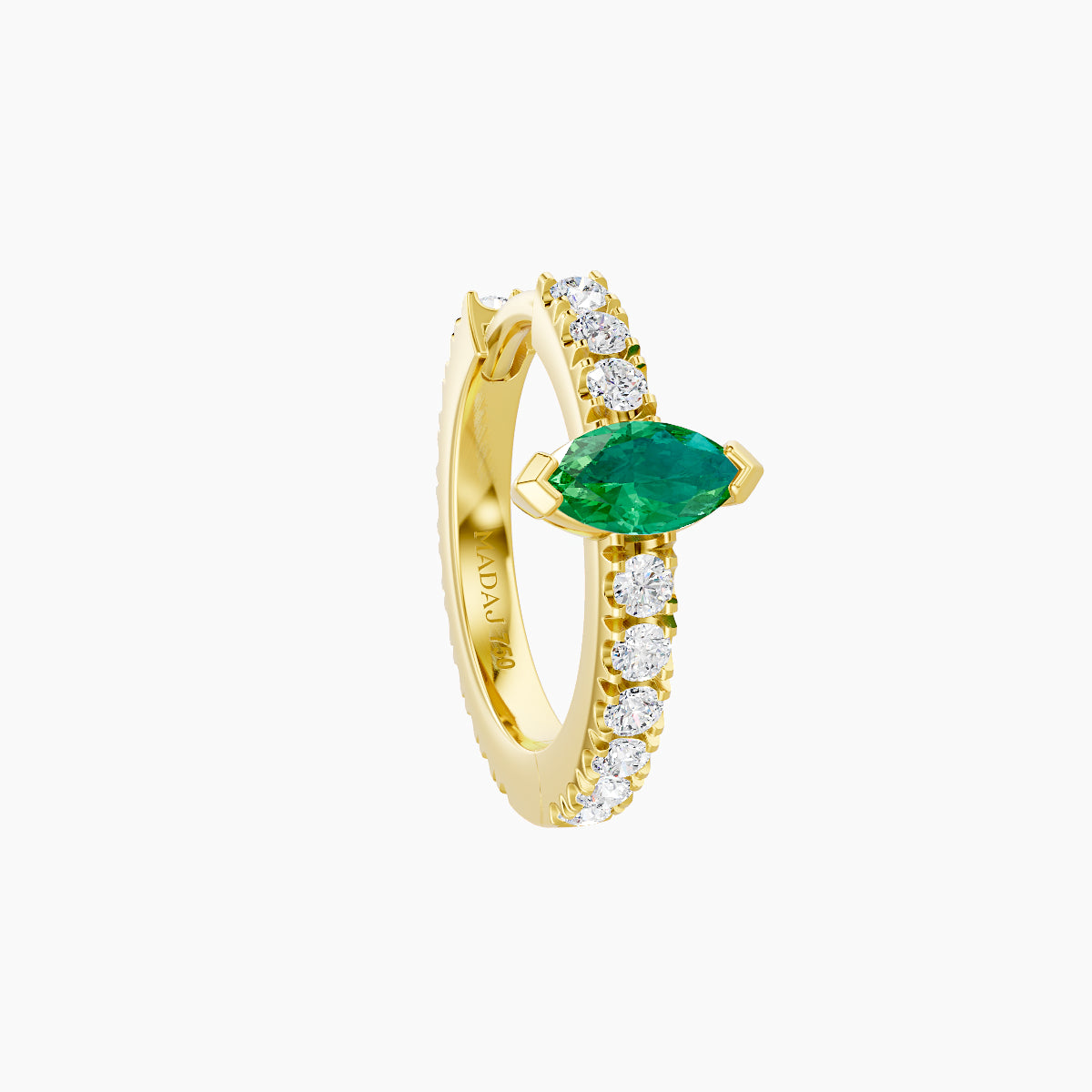 Rhea | 18k Yellow Gold 8 mm Emerald & Diamond Hoop Piercing