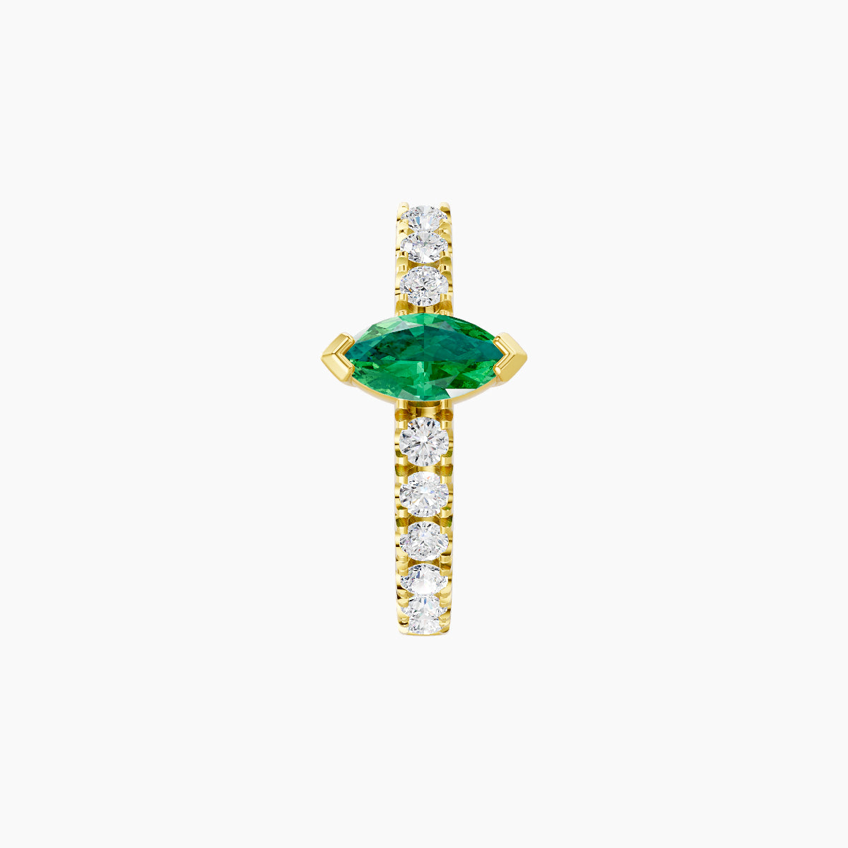 Rhea | 18k Yellow Gold 8 mm Emerald & Diamond Hoop Piercing