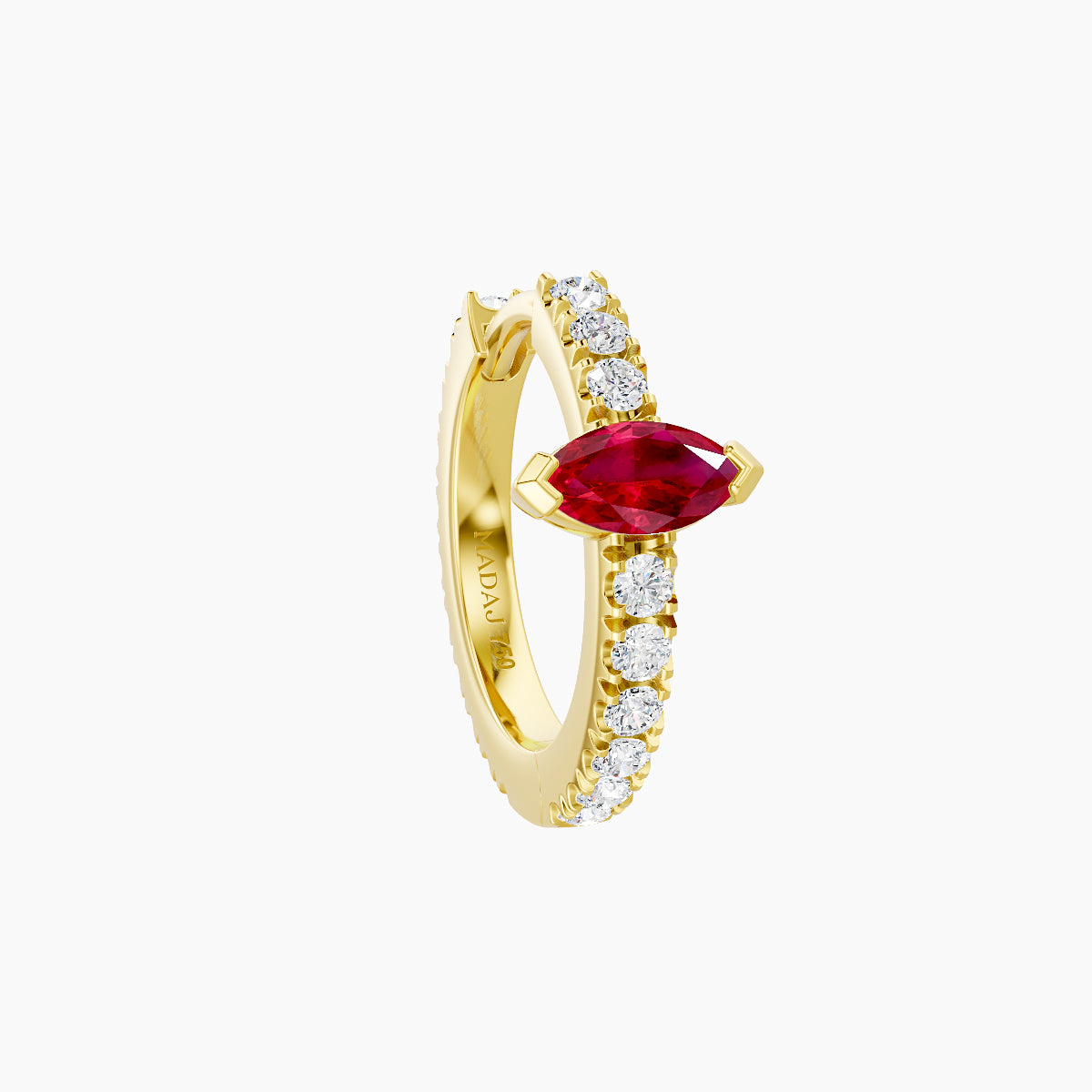 Rhea | 18k Yellow Gold 8 mm Ruby & Diamond Hoop Piercing