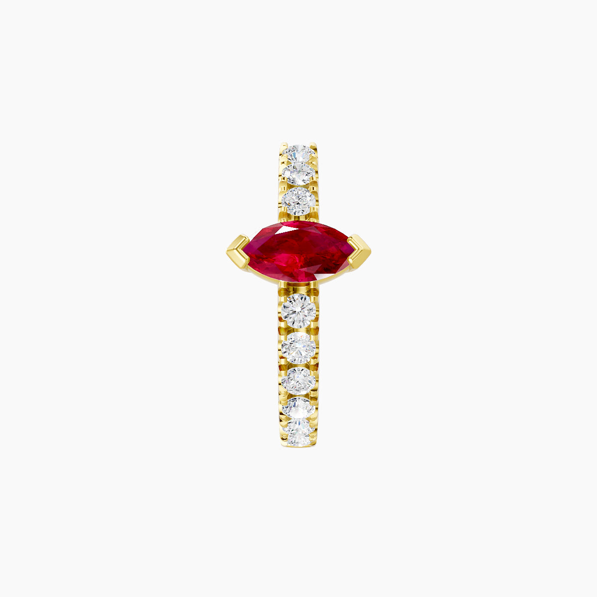 Rhea | 18k Yellow Gold 8 mm Ruby & Diamond Hoop Piercing