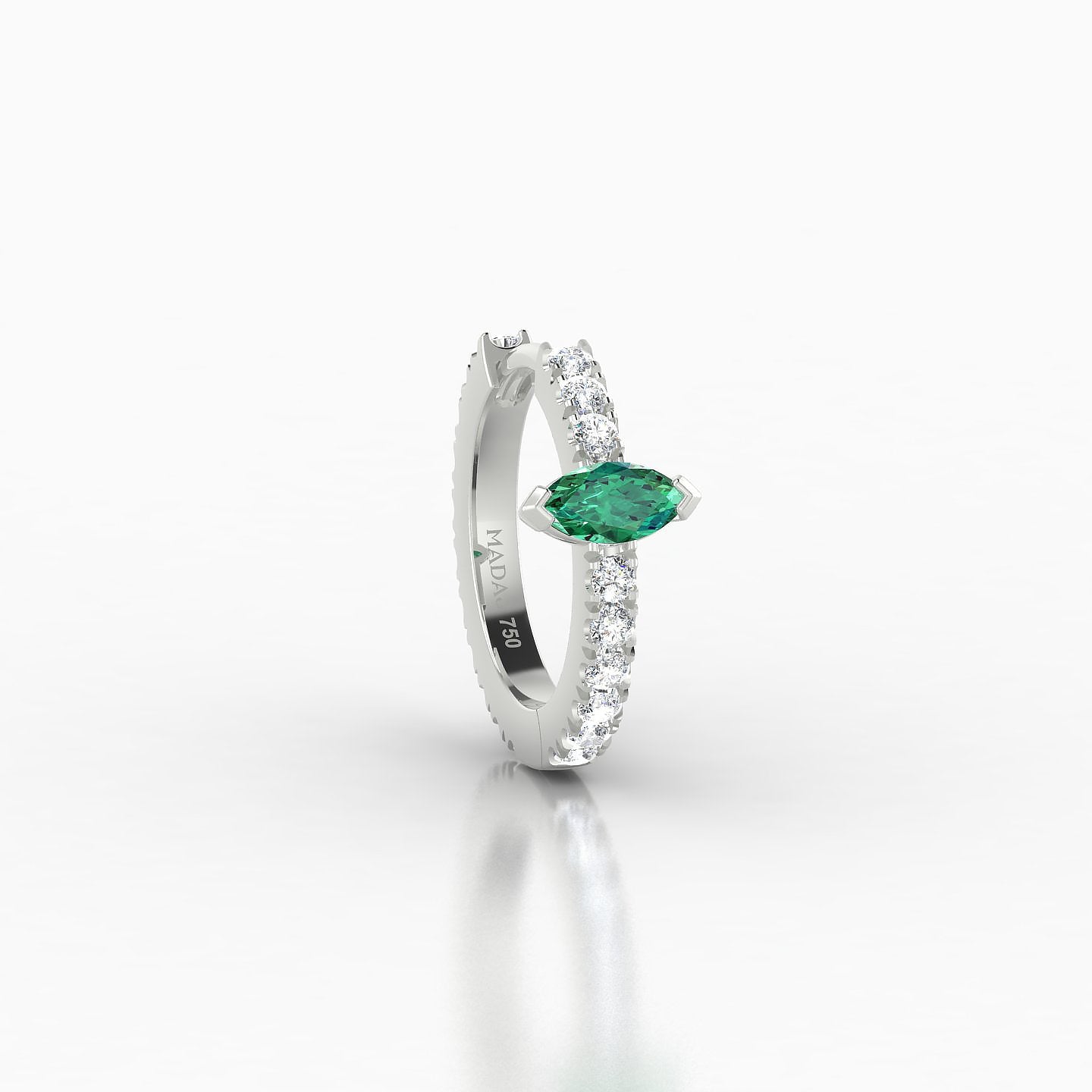 Rhea | 18k White Gold 8 mm Emerald & Diamond Hoop Piercing