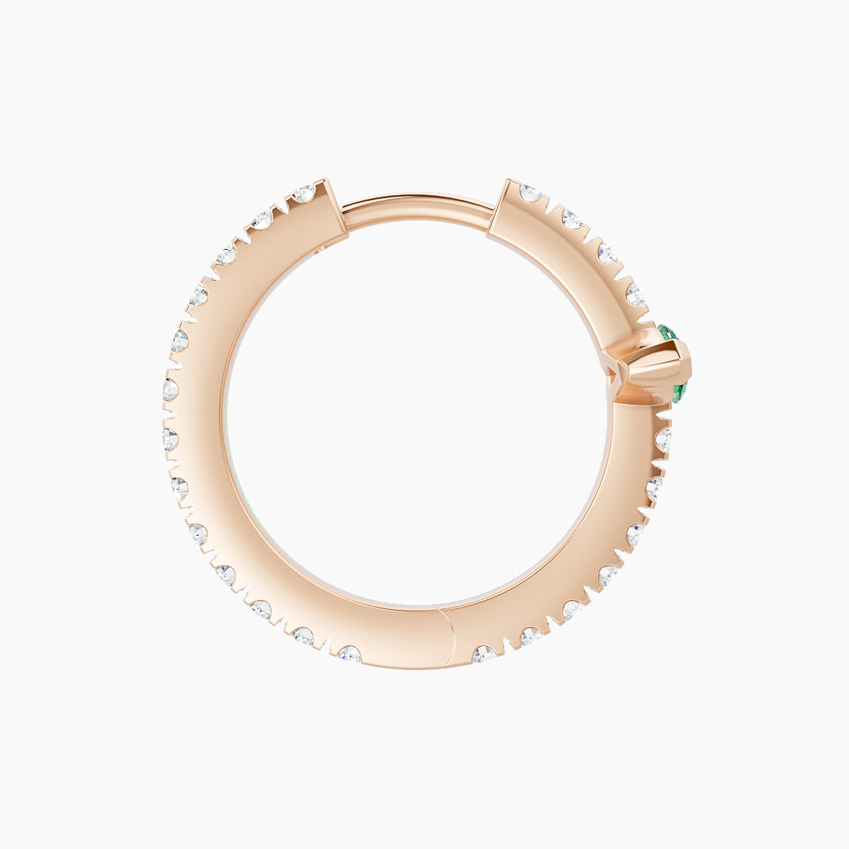 Rhea | 18k Rose Gold 9.5 mm Emerald & Diamond Hoop Piercing
