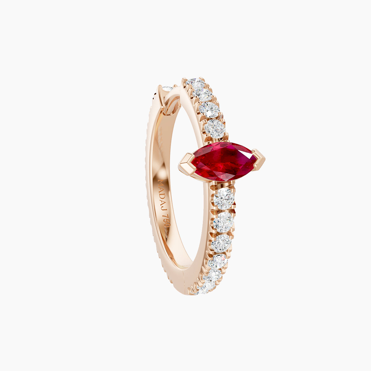 Rhea | 18k Rose Gold 9.5 mm Ruby & Diamond Hoop Piercing