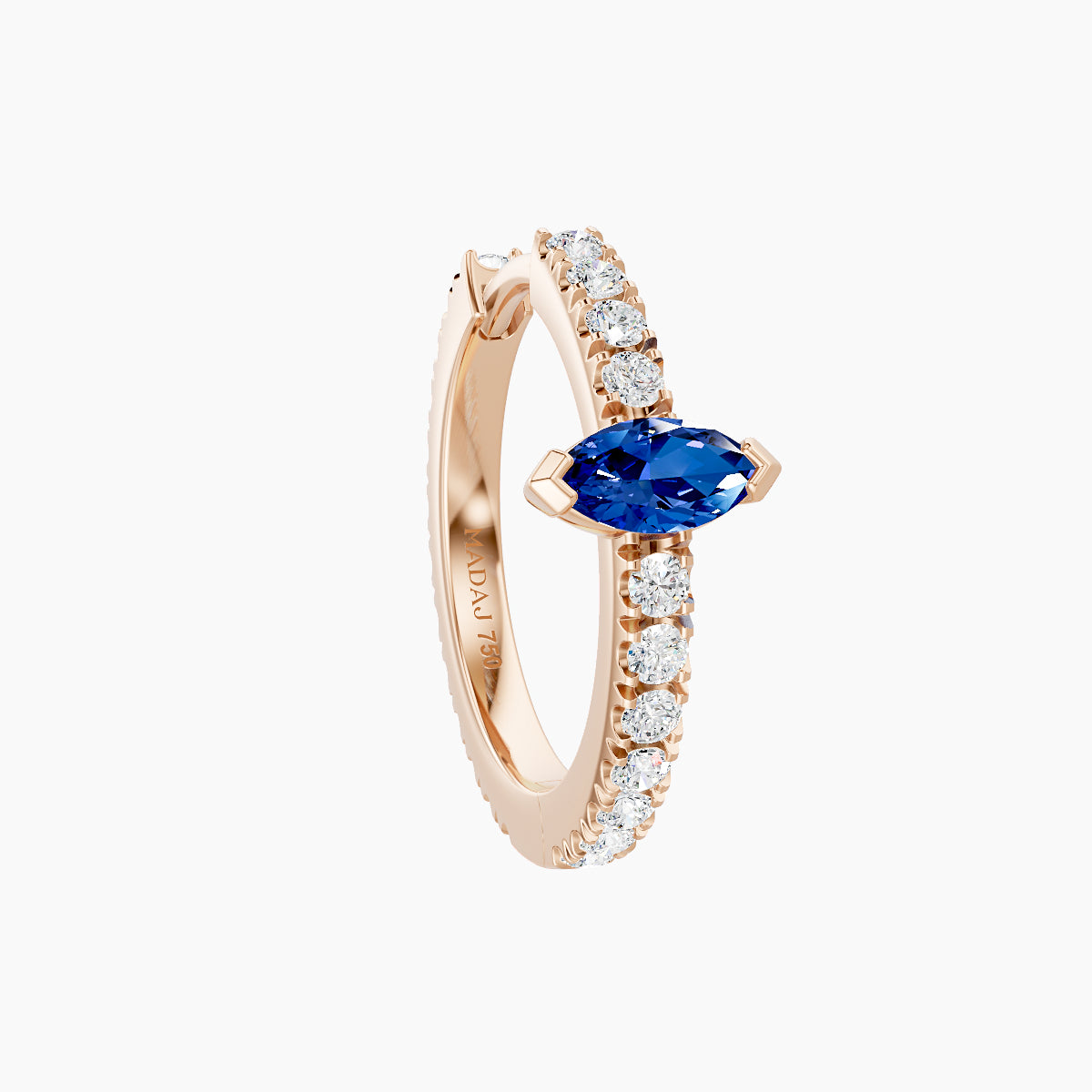 Rhea | 18k Rose Gold 9.5 mm Sapphire & Diamond Hoop Piercing